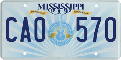 MS license plate CAO570