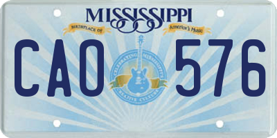 MS license plate CAO576