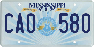 MS license plate CAO580