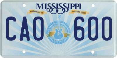 MS license plate CAO600