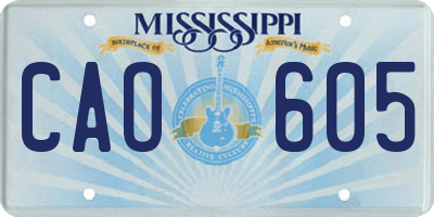 MS license plate CAO605