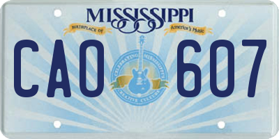 MS license plate CAO607