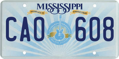 MS license plate CAO608