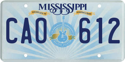 MS license plate CAO612