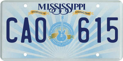 MS license plate CAO615