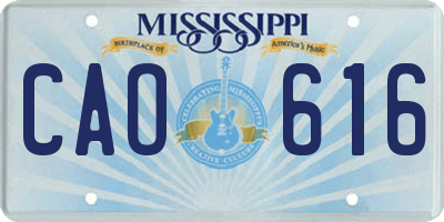 MS license plate CAO616