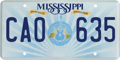 MS license plate CAO635