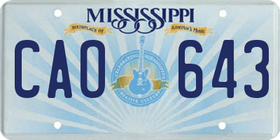 MS license plate CAO643