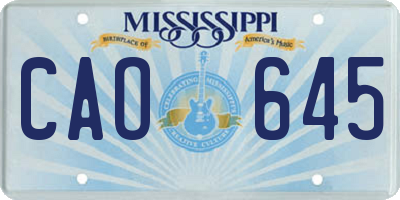 MS license plate CAO645