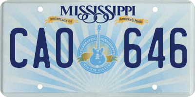 MS license plate CAO646