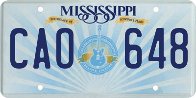 MS license plate CAO648