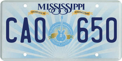 MS license plate CAO650