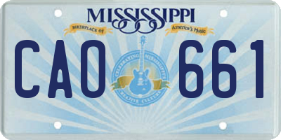 MS license plate CAO661