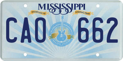 MS license plate CAO662