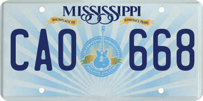 MS license plate CAO668