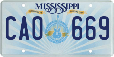 MS license plate CAO669