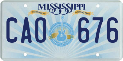 MS license plate CAO676