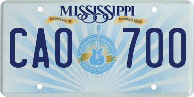 MS license plate CAO700