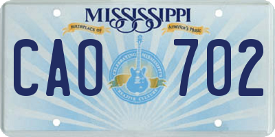 MS license plate CAO702