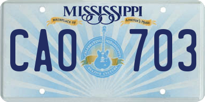 MS license plate CAO703