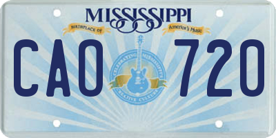 MS license plate CAO720