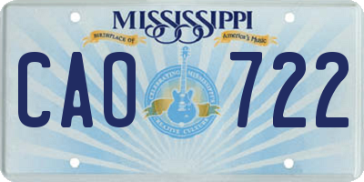 MS license plate CAO722