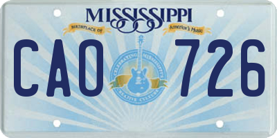 MS license plate CAO726