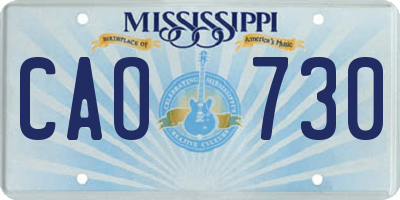 MS license plate CAO730