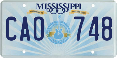 MS license plate CAO748
