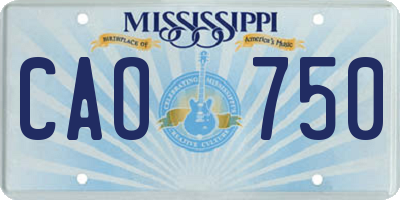 MS license plate CAO750
