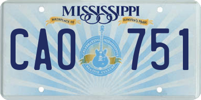 MS license plate CAO751