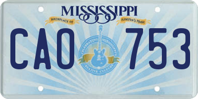 MS license plate CAO753