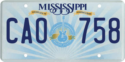 MS license plate CAO758