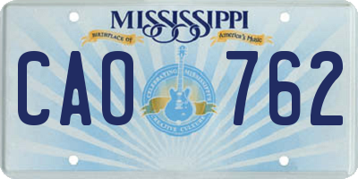 MS license plate CAO762