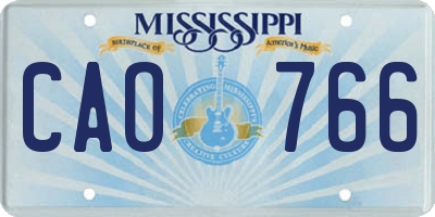 MS license plate CAO766