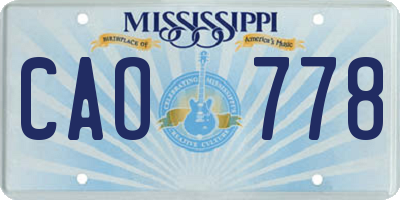 MS license plate CAO778