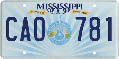 MS license plate CAO781