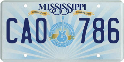 MS license plate CAO786