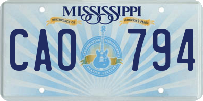 MS license plate CAO794