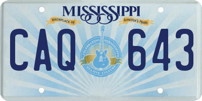 MS license plate CAQ643