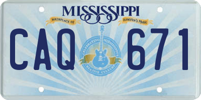 MS license plate CAQ671