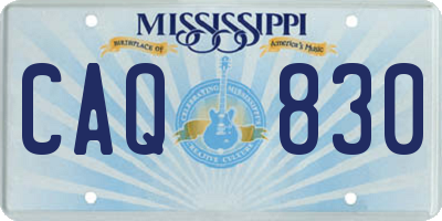 MS license plate CAQ830