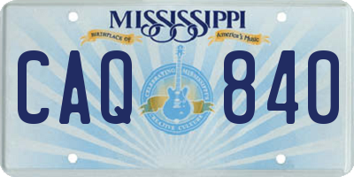 MS license plate CAQ840