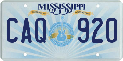 MS license plate CAQ920