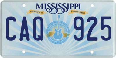 MS license plate CAQ925