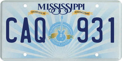 MS license plate CAQ931