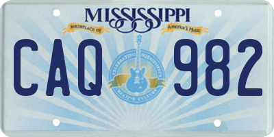 MS license plate CAQ982
