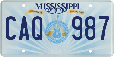 MS license plate CAQ987
