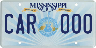 MS license plate CAR000