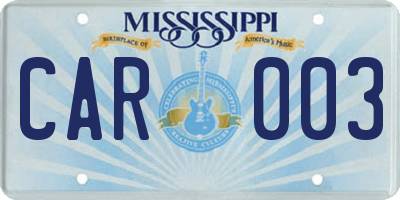MS license plate CAR003